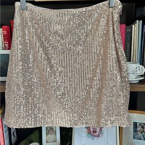 Banana Republic Sparkling Gold Sequin Mini Skirt NWT